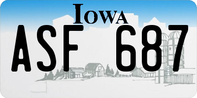 IA license plate ASF687