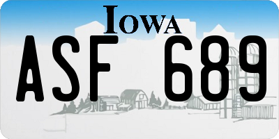 IA license plate ASF689