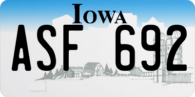 IA license plate ASF692