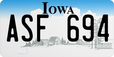 IA license plate ASF694