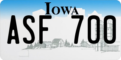 IA license plate ASF700