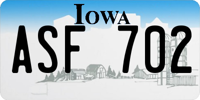 IA license plate ASF702