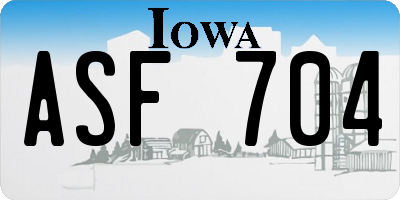 IA license plate ASF704