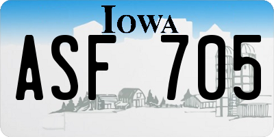 IA license plate ASF705