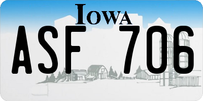 IA license plate ASF706