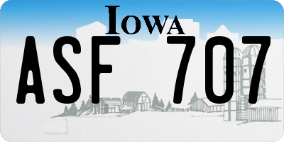 IA license plate ASF707