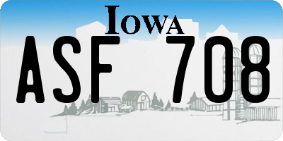 IA license plate ASF708