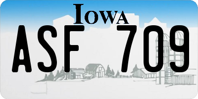 IA license plate ASF709