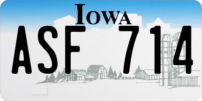 IA license plate ASF714