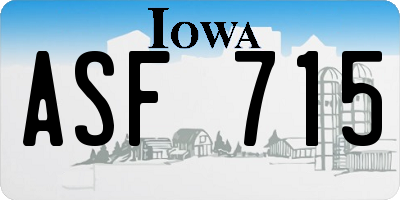 IA license plate ASF715