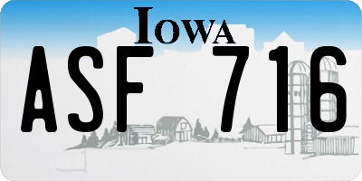 IA license plate ASF716