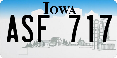 IA license plate ASF717