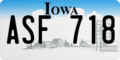 IA license plate ASF718