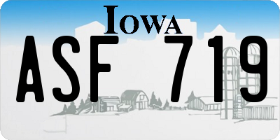 IA license plate ASF719