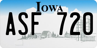 IA license plate ASF720