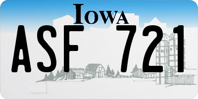 IA license plate ASF721