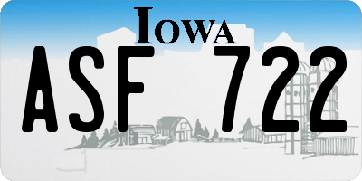 IA license plate ASF722