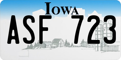 IA license plate ASF723