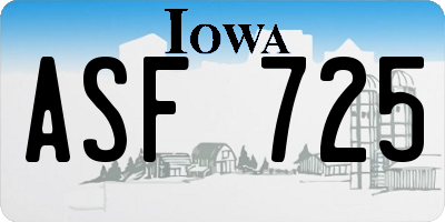 IA license plate ASF725