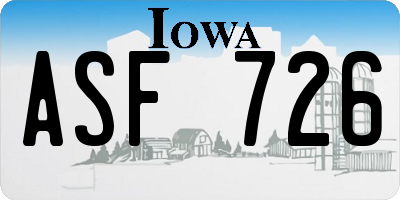 IA license plate ASF726