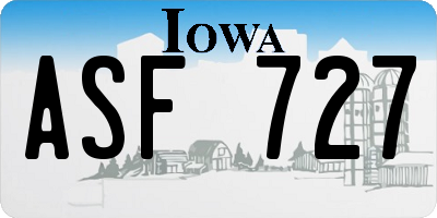 IA license plate ASF727