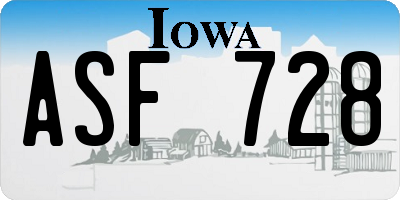 IA license plate ASF728