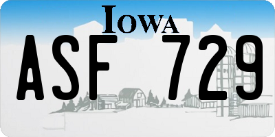 IA license plate ASF729