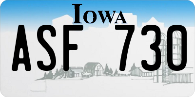IA license plate ASF730