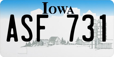 IA license plate ASF731