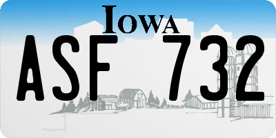 IA license plate ASF732