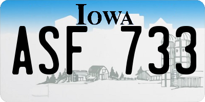 IA license plate ASF733