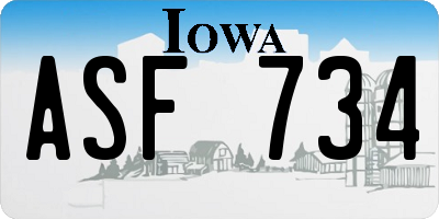 IA license plate ASF734