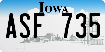 IA license plate ASF735