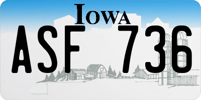 IA license plate ASF736