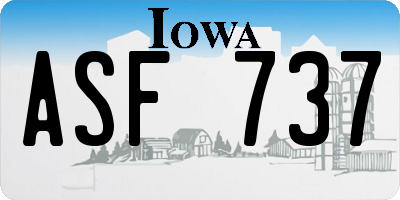 IA license plate ASF737