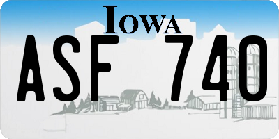 IA license plate ASF740