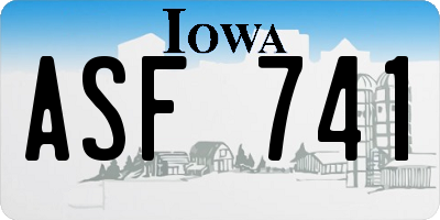 IA license plate ASF741