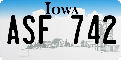 IA license plate ASF742