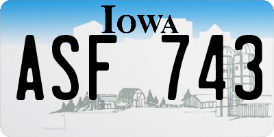 IA license plate ASF743