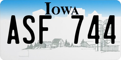 IA license plate ASF744