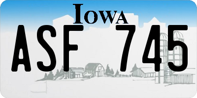 IA license plate ASF745