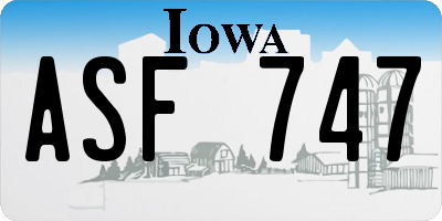 IA license plate ASF747