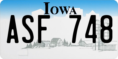 IA license plate ASF748