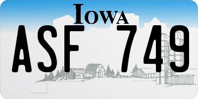 IA license plate ASF749