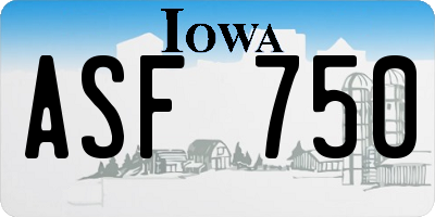 IA license plate ASF750