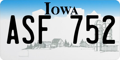 IA license plate ASF752