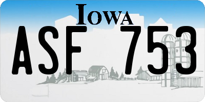 IA license plate ASF753