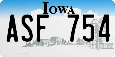 IA license plate ASF754