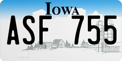 IA license plate ASF755