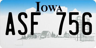 IA license plate ASF756